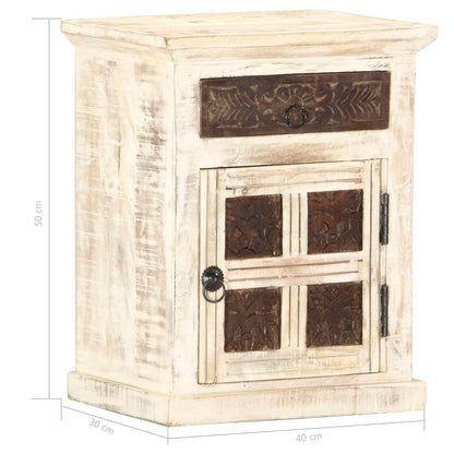 Nattbord Sengbord Hvit 40x30x50 cm heltre mangotre