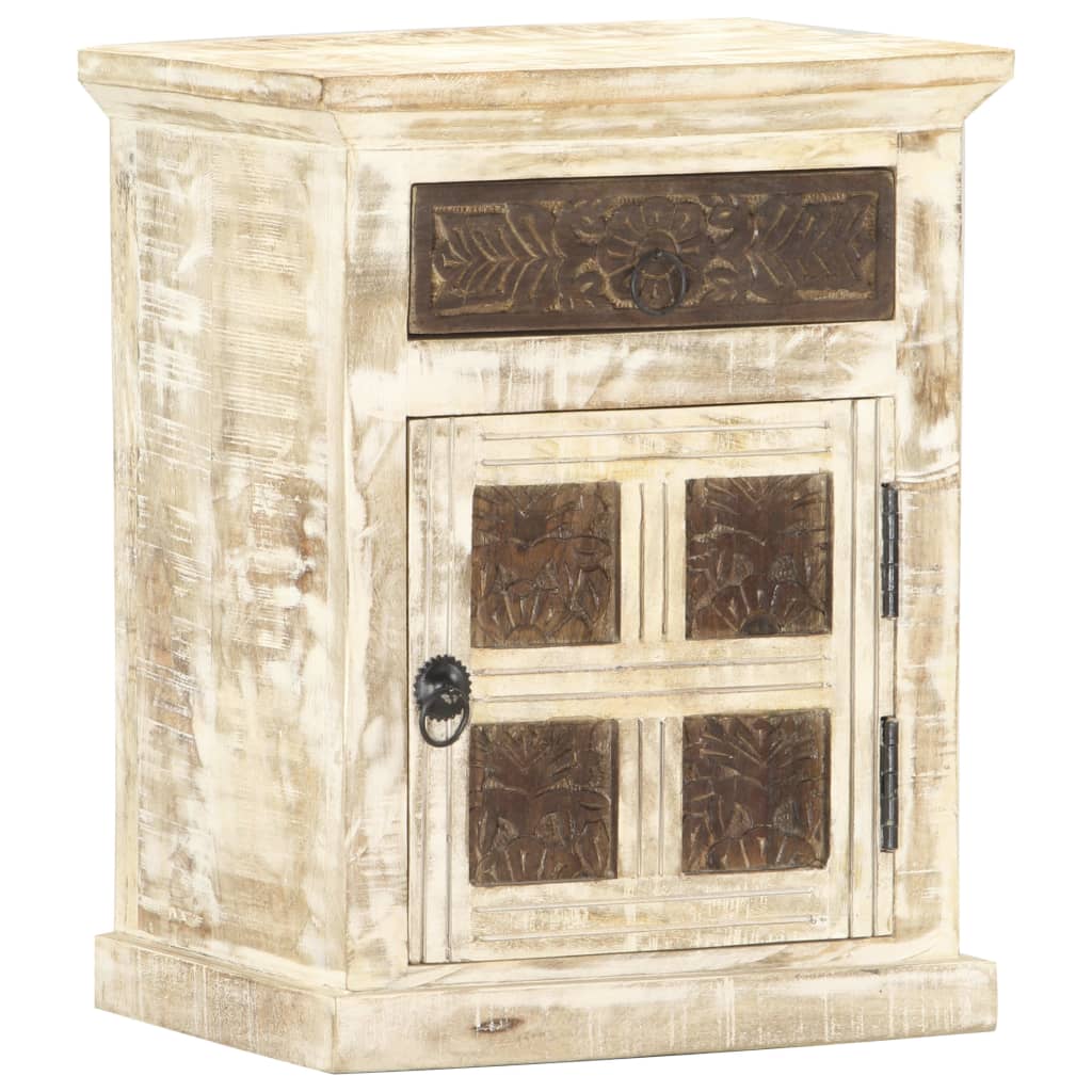 Nattbord Sengbord Hvit 40x30x50 cm heltre mangotre
