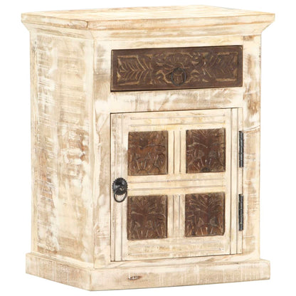 Nattbord Sengbord Hvit 40x30x50 cm heltre mangotre