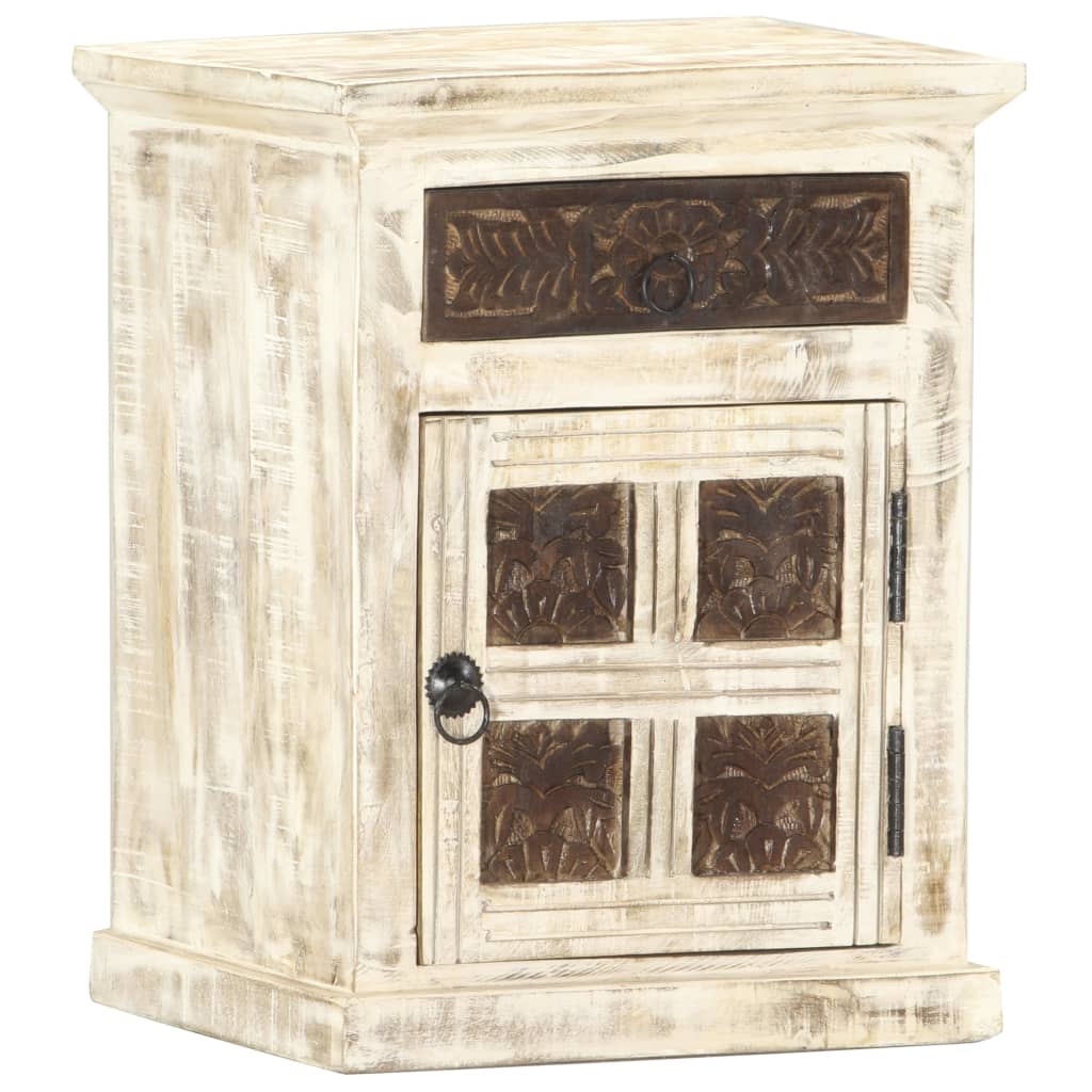 Nattbord Sengbord Hvit 40x30x50 cm heltre mangotre