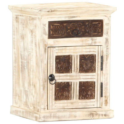 Nattbord Sengbord Hvit 40x30x50 cm heltre mangotre