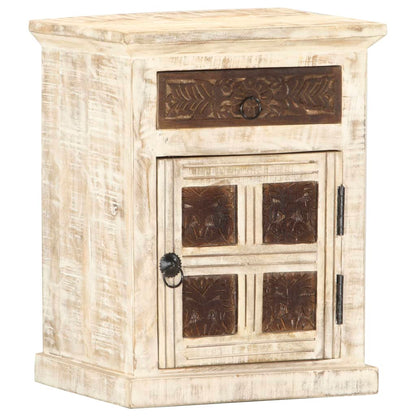 Nattbord Sengbord Hvit 40x30x50 cm heltre mangotre
