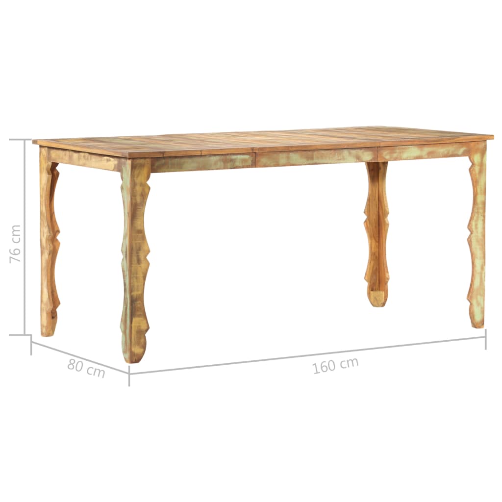 Spisebord Kjøkkenbord Tre 160x80x76 cm gjenvunnet heltre