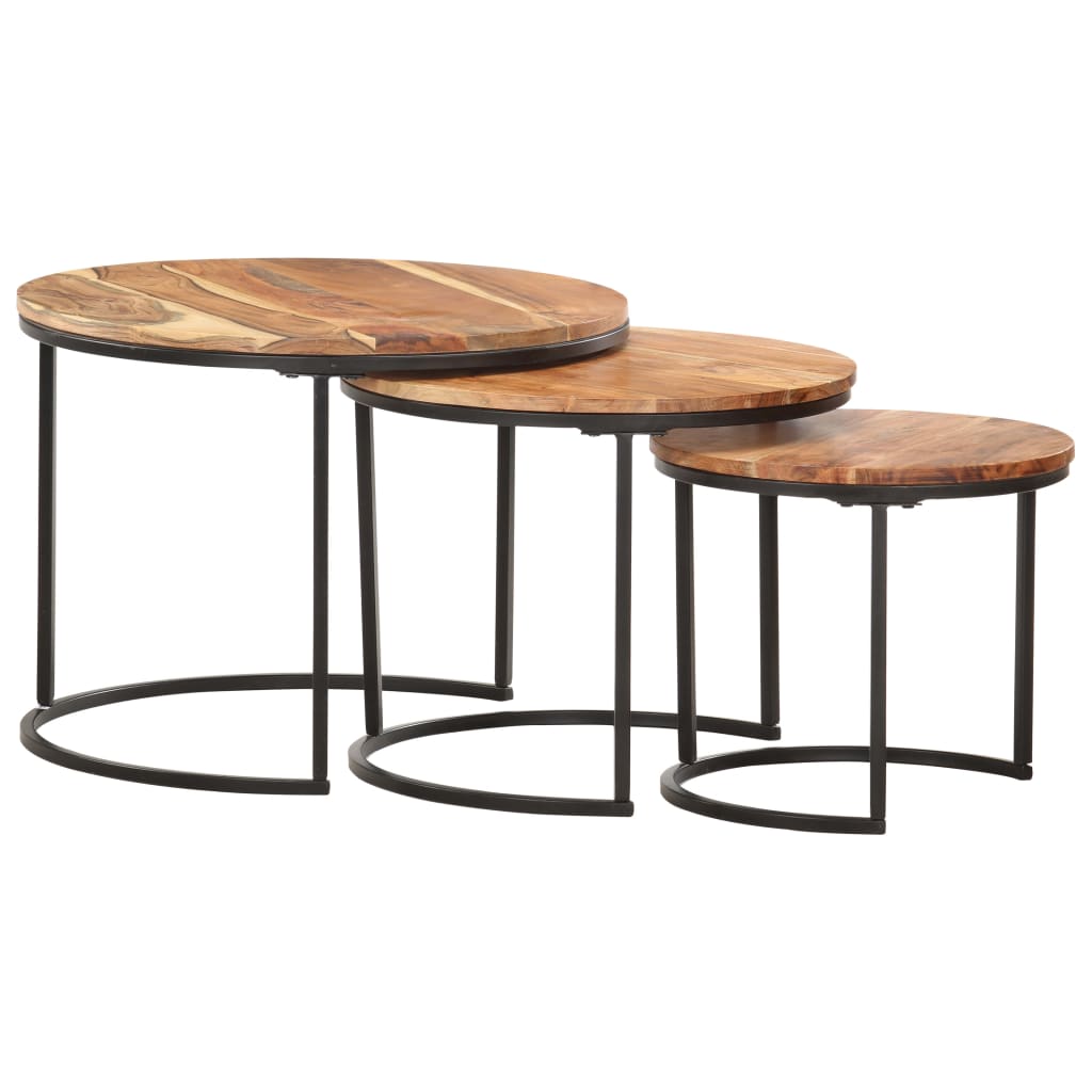 Sidebord Tre Stablebord 3 stk heltre akasie
