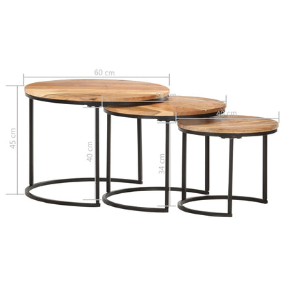 Sidebord Tre Stablebord 3 stk heltre akasie