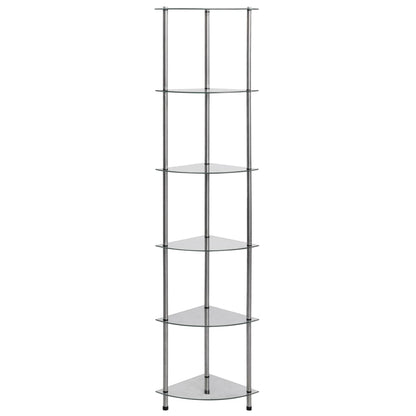Hylle 6 etasjer gjennomsiktig 30x30x160 cm herdet glass