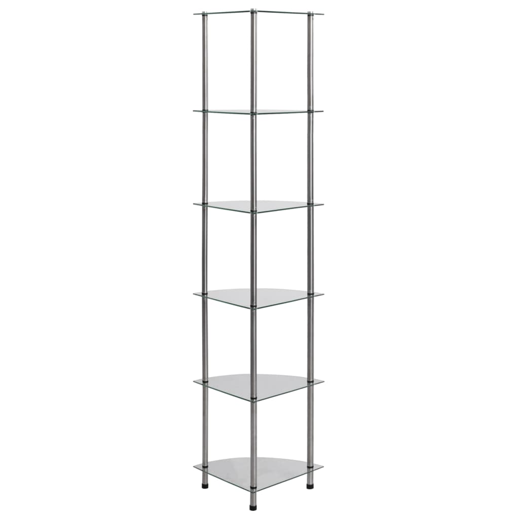 Hylle 6 etasjer gjennomsiktig 30x30x160 cm herdet glass