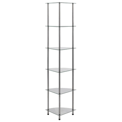 Hylle 6 etasjer gjennomsiktig 30x30x160 cm herdet glass