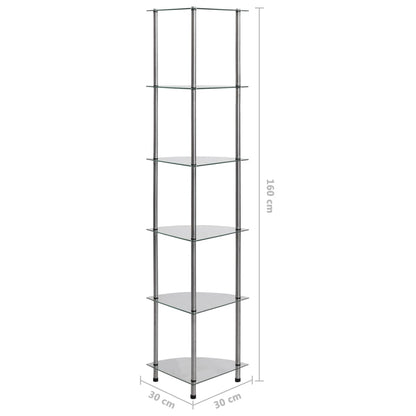 Hylle 6 etasjer gjennomsiktig 30x30x160 cm herdet glass