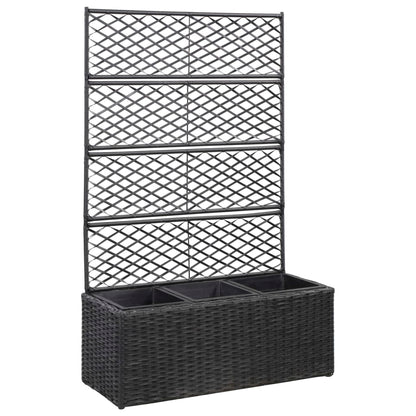Høybed med espalier 3 potter 83x30x130 cm polyrotting svart