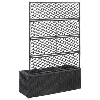 Høybed med espalier 3 potter 83x30x130 cm polyrotting svart