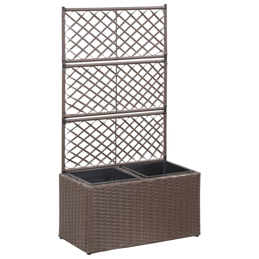 Høybed med espalier 2 potter 58x30x107 cm polyrotting brun