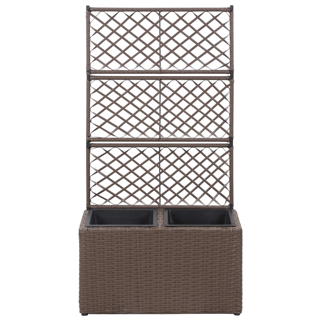 Høybed med espalier 2 potter 58x30x107 cm polyrotting brun