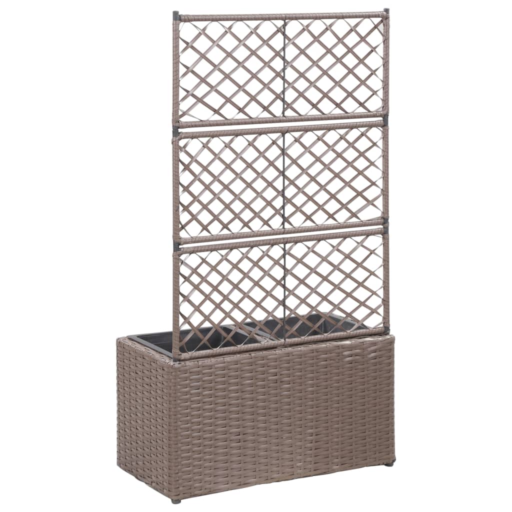 Høybed med espalier 2 potter 58x30x107 cm polyrotting brun
