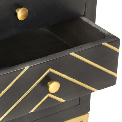 Nattbord Sengbord Svart og gull 40x30x50 cm heltre mangotre