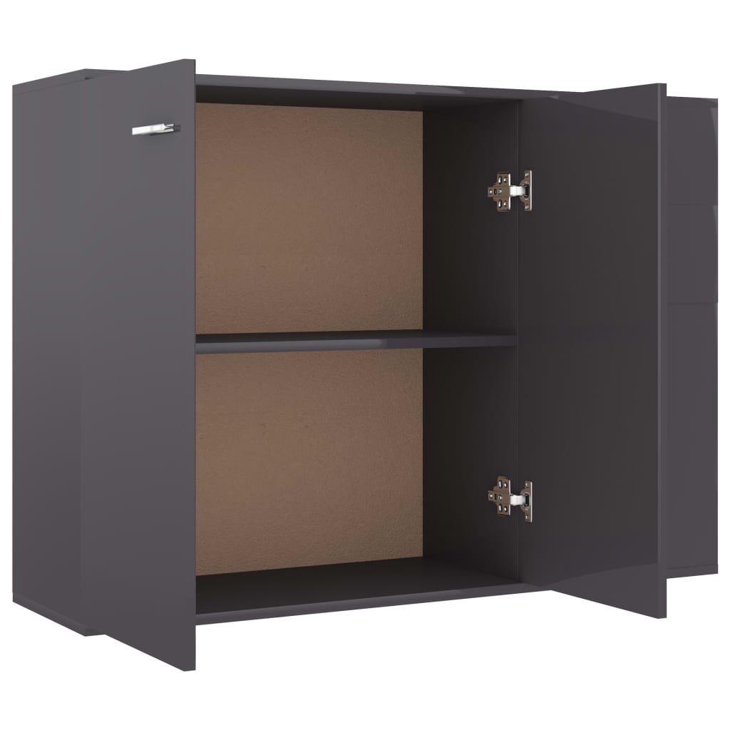 Skjenk Høyglans Grå 105x30x75 cm