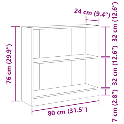 Bokhylle hvit 80x24x75 cm konstruert tre