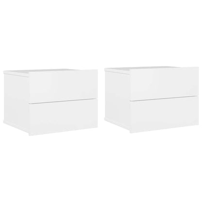 Nattbord 2 stk høyglans hvit 40x30x30 cm konstruert tre