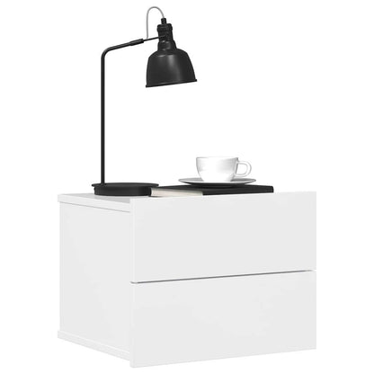 Nattbord 2 stk høyglans hvit 40x30x30 cm konstruert tre