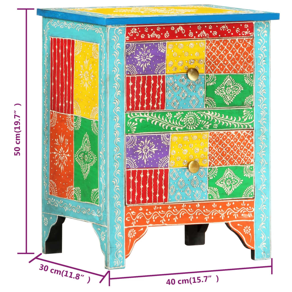 Nattbord Sengbord Tre heltre mangotre Håndmalt 40x30x50 cm
