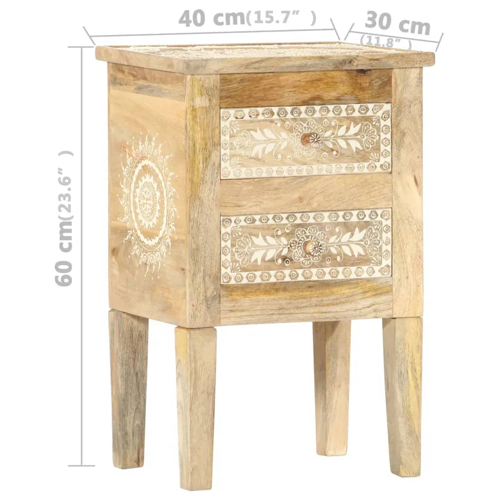 Nattbord Sengbord Tre heltre mangotre Håndmalt 40x30x60 cm