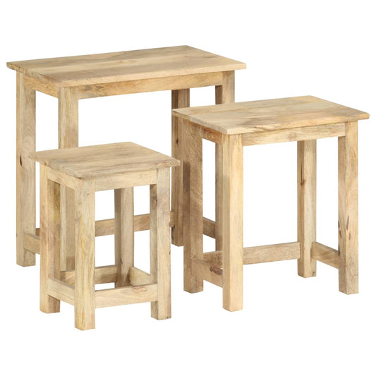 Sidebord Tre Stablebord 3 stk heltre mango