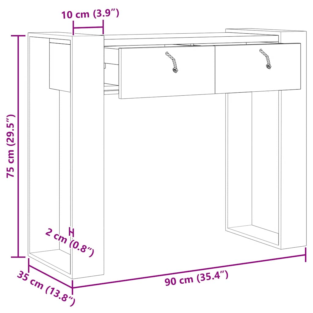 Konsollbord 90x35x75 cm heltre teak