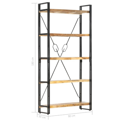 Bokhylle Tre 5 etasjer 90x30x180 cm heltre mango