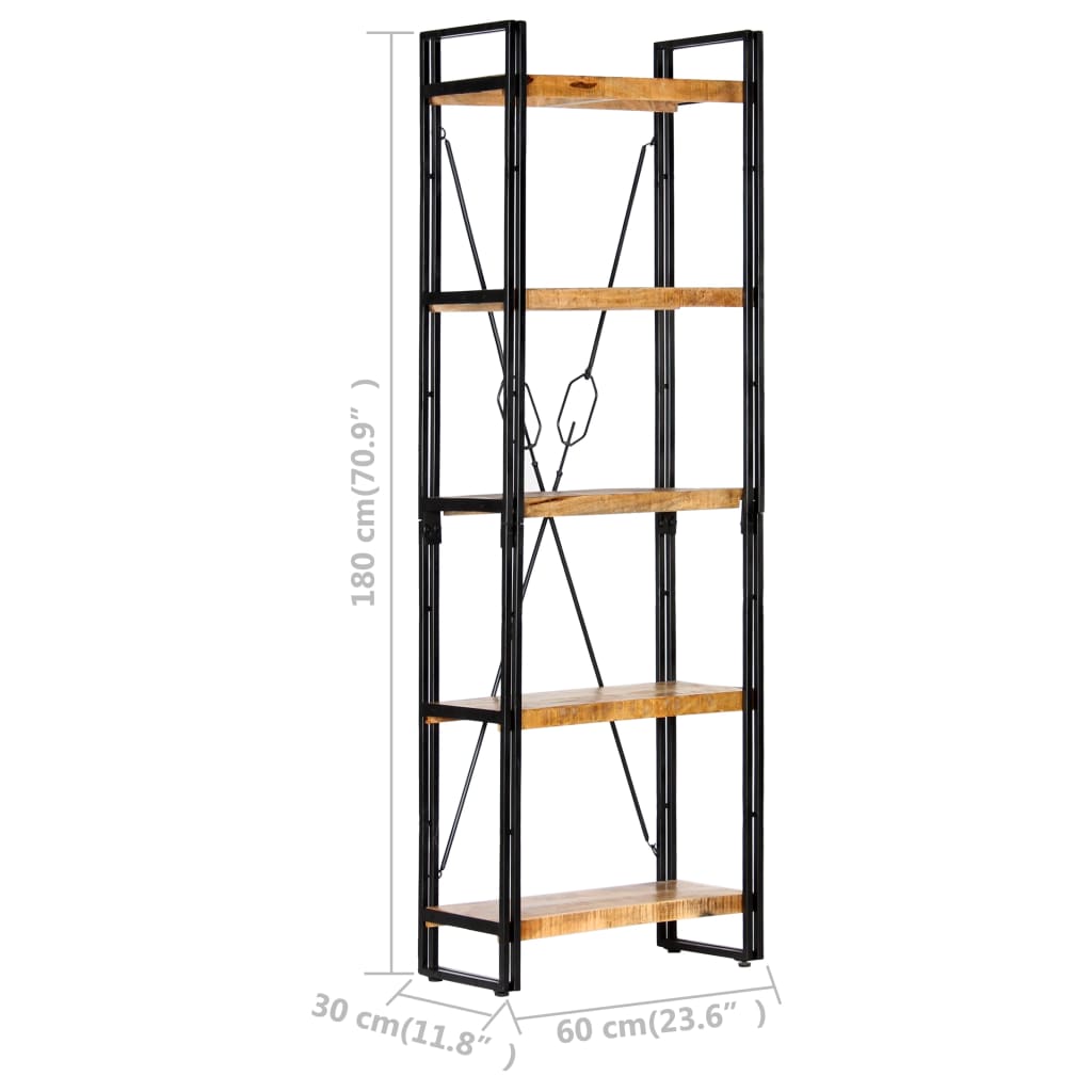 Bokhylle Tre 5 etasjer 60x30x180 cm heltre mango