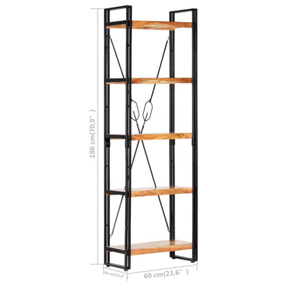 Bokhylle Tre 5 etasjer 60x30x180 cm heltre akasie