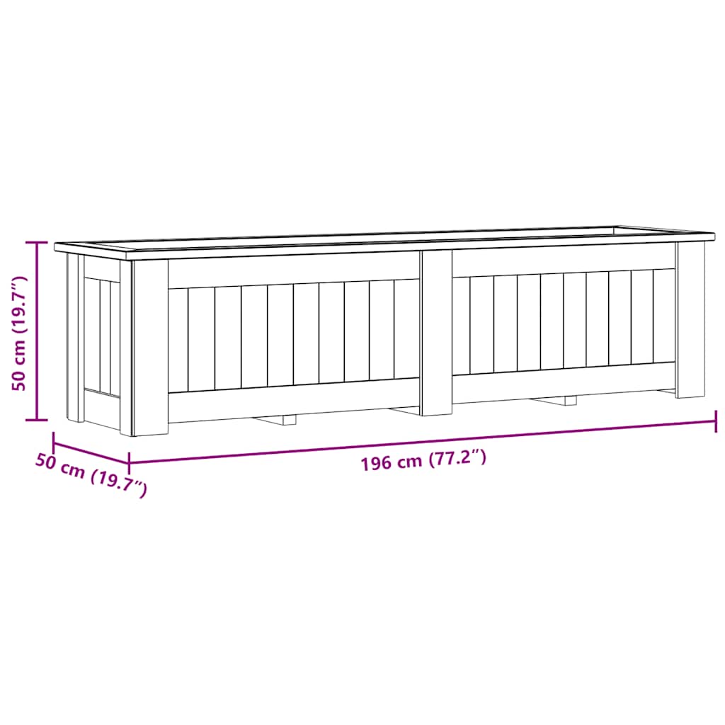Hevet blomsterbed 196x50x50 cm impregnert furu