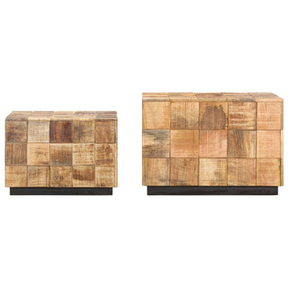 Salongbord Sofabord Tre Heltre Mango 2 stk med blokkdesign