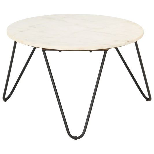 Salongbord Sofabord Hvit 65x65x42 cm ekte stein med marmorstruktur
