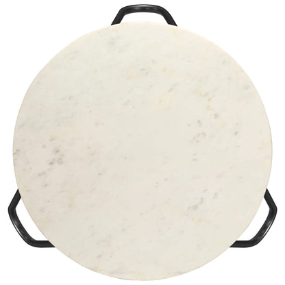 Salongbord Sofabord Hvit 65x65x42 cm ekte stein med marmorstruktur