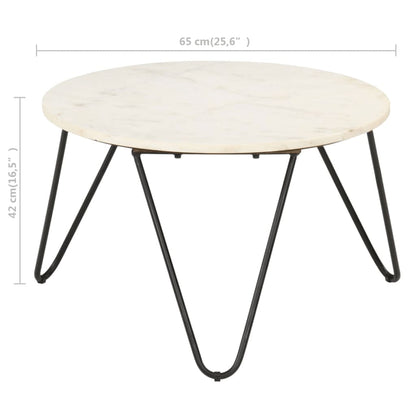 Salongbord Sofabord Hvit 65x65x42 cm ekte stein med marmorstruktur