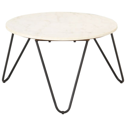 Salongbord Sofabord Hvit 65x65x42 cm ekte stein med marmorstruktur