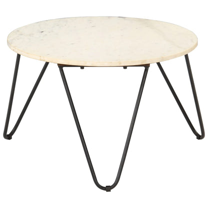 Salongbord Sofabord Hvit 65x65x42 cm ekte stein med marmorstruktur