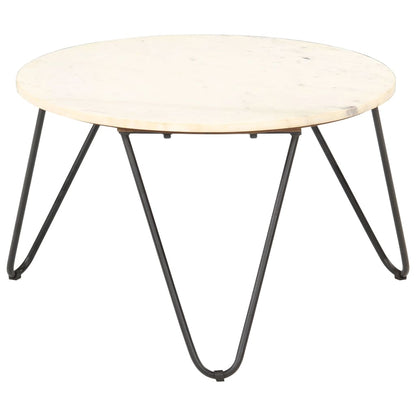 Salongbord Sofabord Hvit 65x65x42 cm ekte stein med marmorstruktur