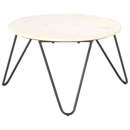 Salongbord Sofabord Hvit 65x65x42 cm ekte stein med marmorstruktur