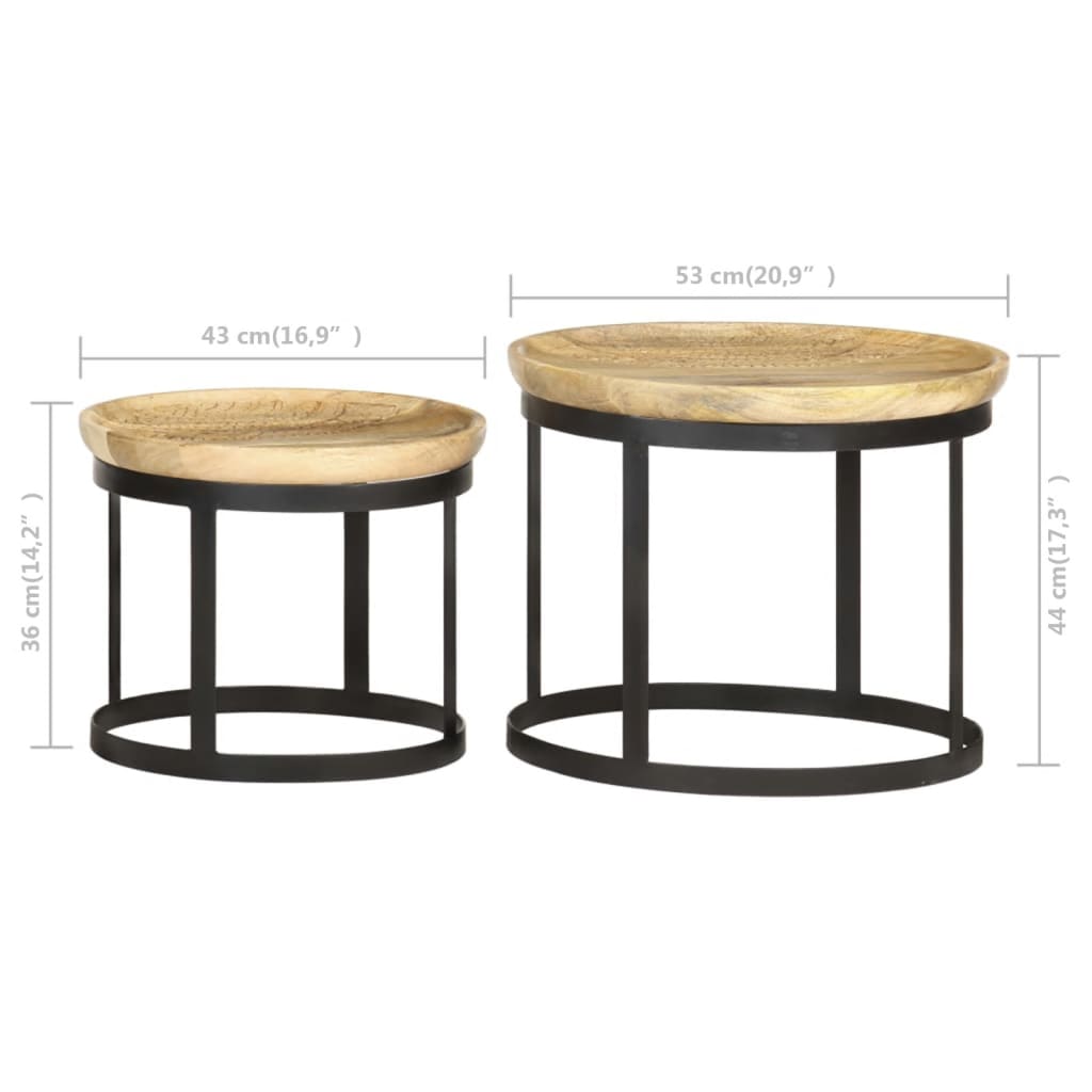 Sidebord Tre 2 stk heltre mango