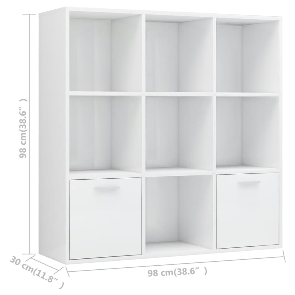Bokhylle Høyglans Hvit 98x30x98 cm