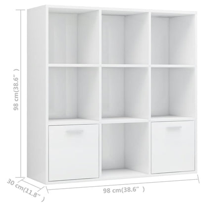 Bokhylle Høyglans Hvit 98x30x98 cm