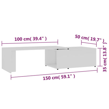 Salongbord Sofabord Hvit 150x50x35 cm