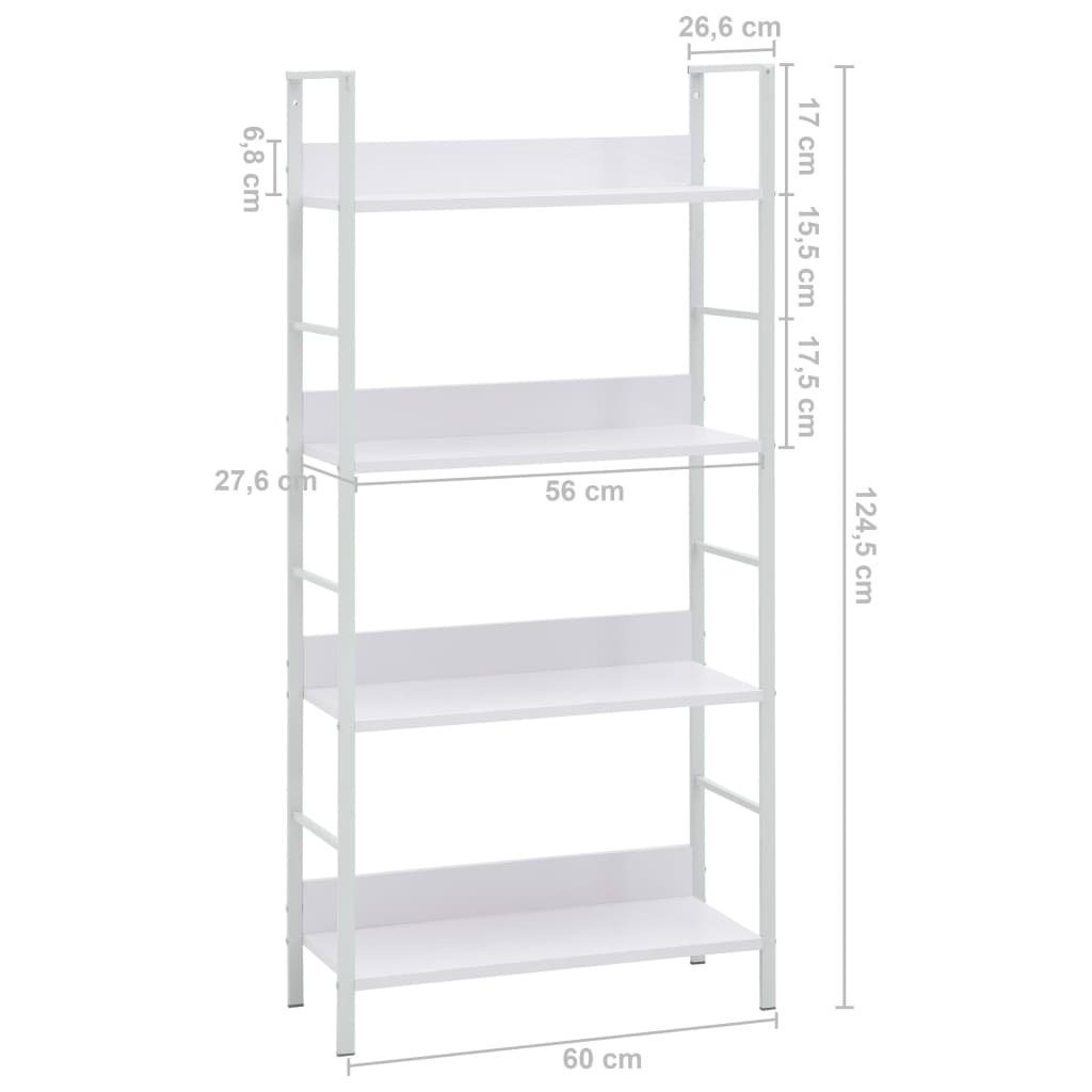 Bokhylle Hvit 4 lag 60x27,6x124,5 cm