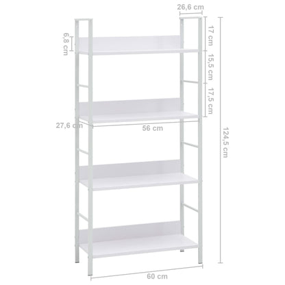 Bokhylle Hvit 4 lag 60x27,6x124,5 cm