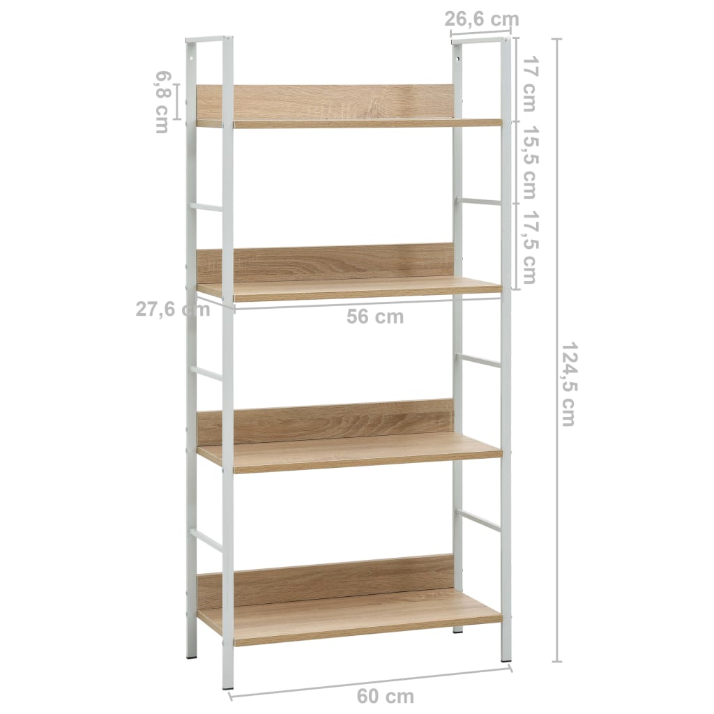 Bokhylle DIV. 4 lag Eik 60x27,6x124,5 cm