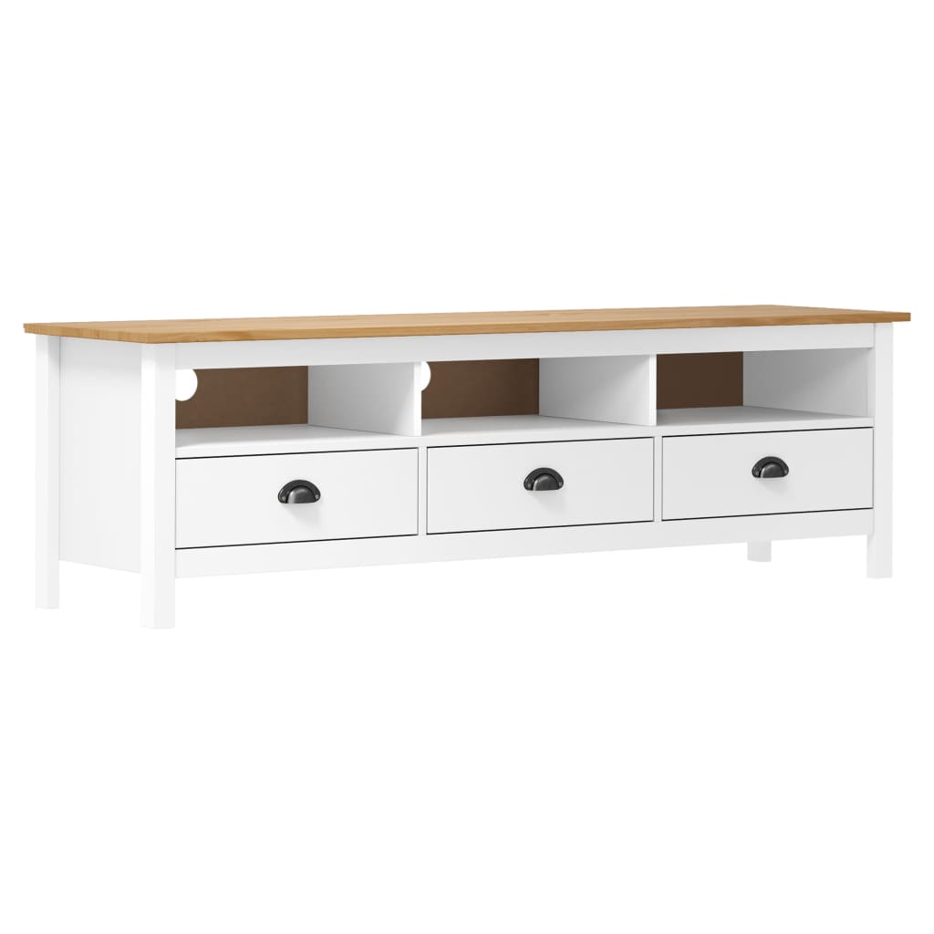 TV-Møbel Hvit TV-benk Hill 158x40x47 cm heltre furu