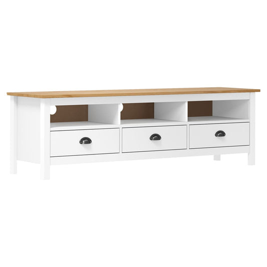TV-Møbel Hvit TV-benk Hill 158x40x47 cm heltre furu