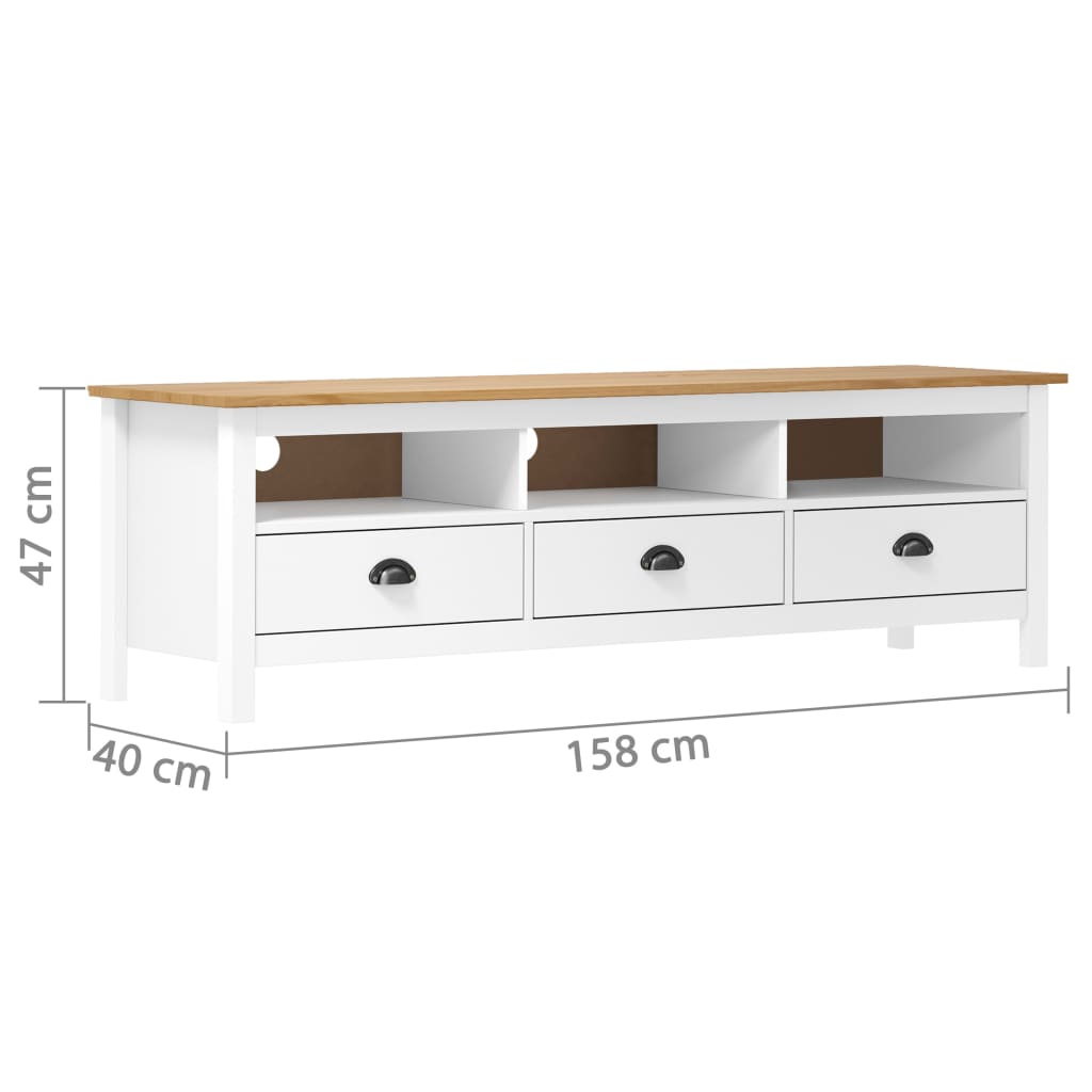 TV-Møbel Hvit TV-benk Hill 158x40x47 cm heltre furu