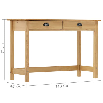 Avlastningsbord konsollbord Tre Hill med 2 skuffer 110x45x74 cm heltre furu